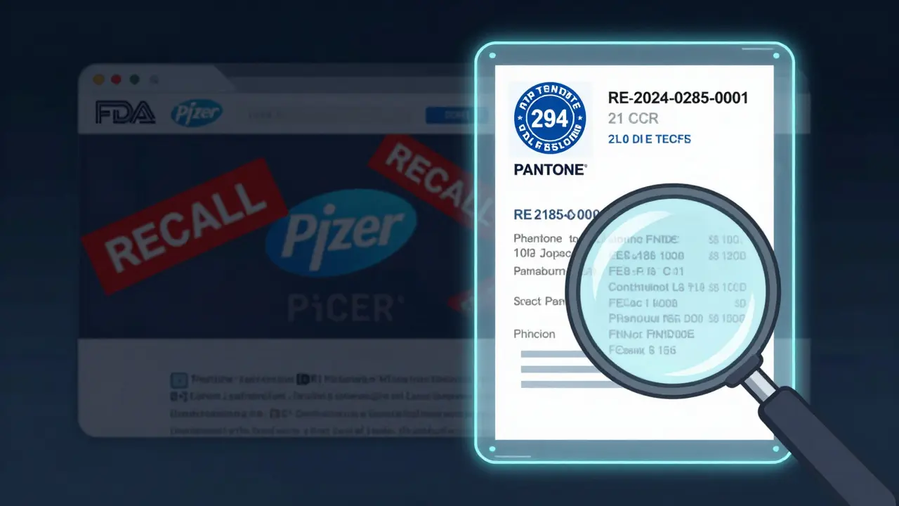 A phishing scam site on one side, contrasted with a verified FDA recall notice glowing with official codes and seals on the other.