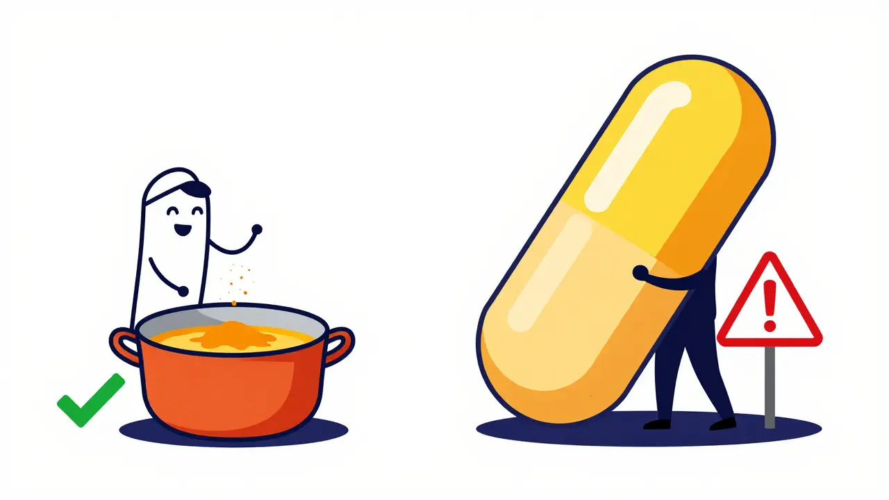 Comparison between using turmeric in cooking and taking concentrated supplements