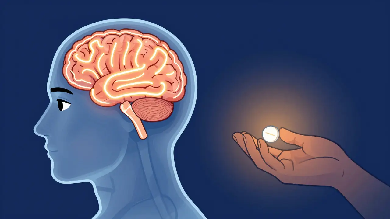 Illustration of brain activity differences based on pill branding expectations