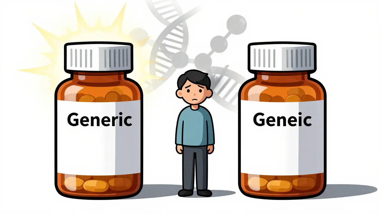 Pill bottles showing hidden risks of generic substitution