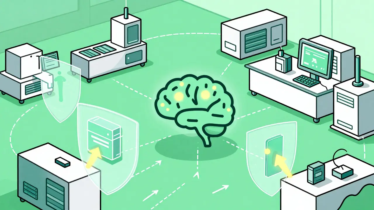 AI shields protecting products from errors in illustration