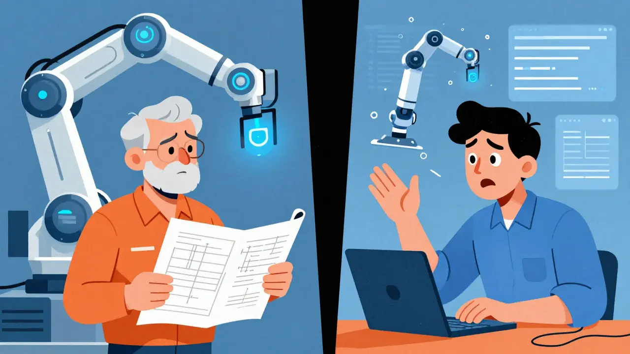 Engineer and robot highlighting manufacturing skills gap