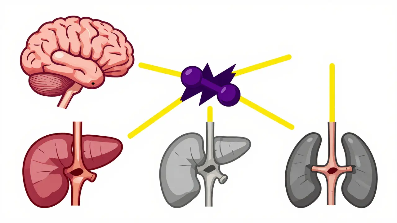 Illustration of opioids blocking the body's stress hormone signals